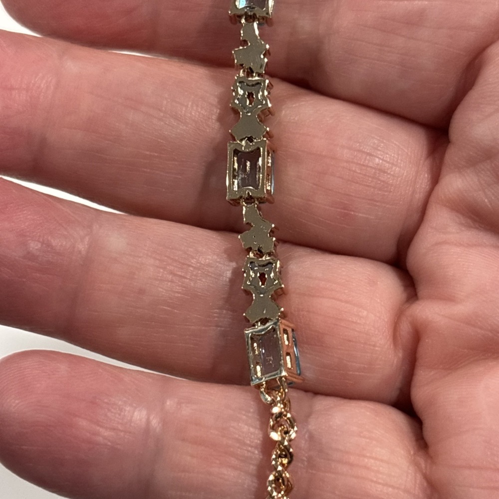 Gold Tone And Blue Topaz Bracelet And Ring Set NWOT - Picture 9 of 9